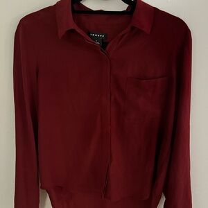 Trouve Burgundy button down Top